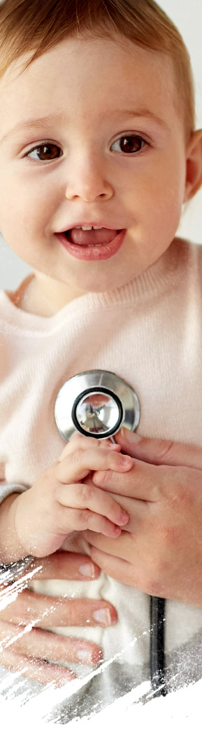 Child holding a stethoscope